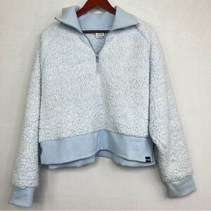 PINK Victoria’s Secret Teddy Bear Sweater Cropped Polo Sherpa Sportswear Blue